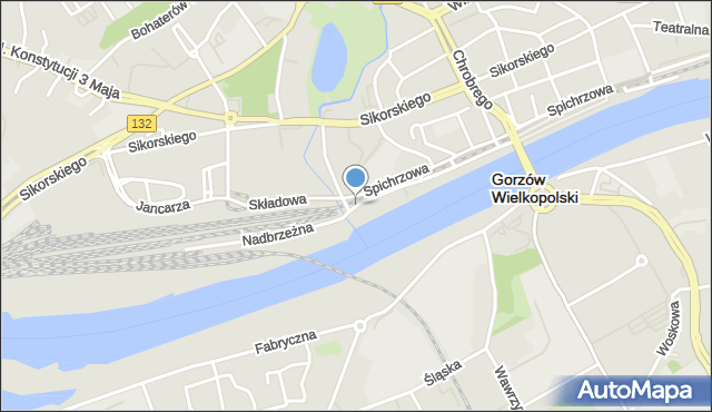 Gorzów Wielkopolski, Nadbrzeżna, mapa Gorzów Wielkopolski