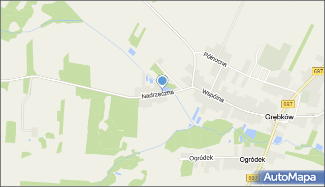 Grębków, Nadrzeczna, mapa Grębków