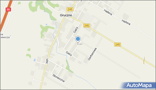 Gruczno, Nagietkowa, mapa Gruczno