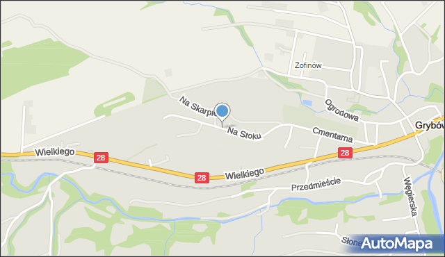 Grybów, Na Stoku, mapa Grybów