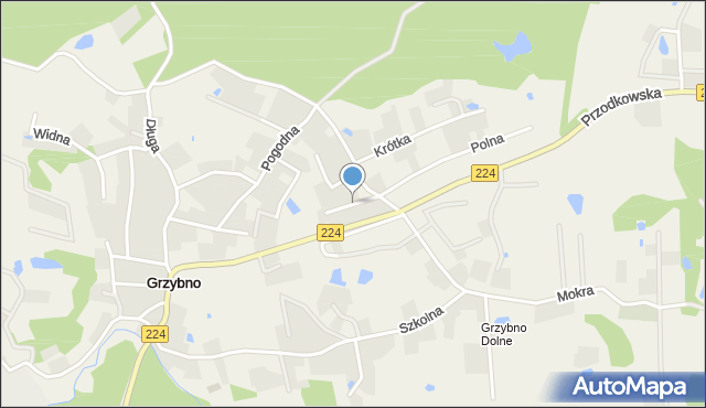 Grzybno gmina Kartuzy, Nad Potokiem, mapa Grzybno gmina Kartuzy