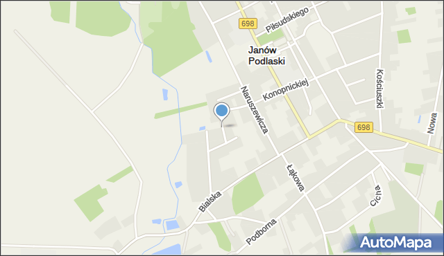 Janów Podlaski, Nadrzeczna, mapa Janów Podlaski