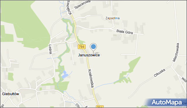 Januszowice gmina Zielonki, Na Pąchalskie, mapa Januszowice gmina Zielonki