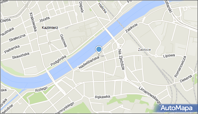 Kraków, Nadwiślańska, mapa Krakowa