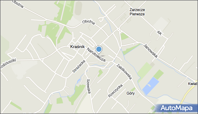 Kraśnik, Narutowicza Gabriela, mapa Kraśnik