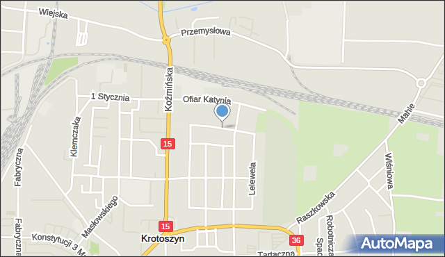 Krotoszyn, Narutowicza Gabriela, mapa Krotoszyna