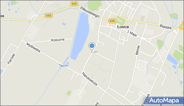 Łosice, Narutowicza Gabriela, mapa Łosice