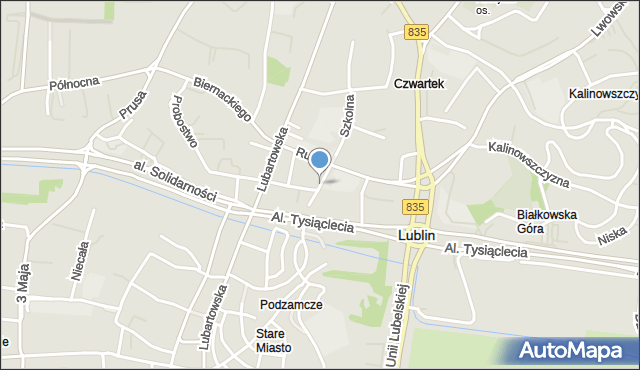 Lublin, Nadstawna, mapa Lublina
