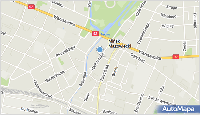 Mińsk Mazowiecki, Nadrzeczna, mapa Mińsk Mazowiecki