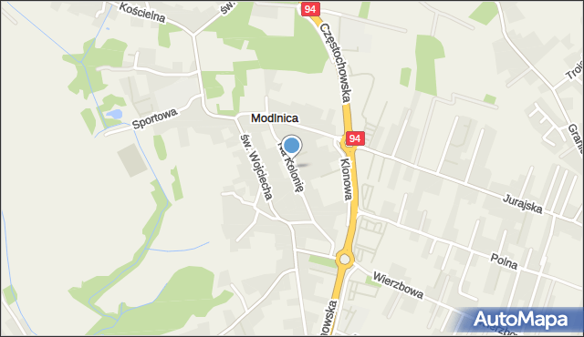 Modlnica, Na Kolonię, mapa Modlnica