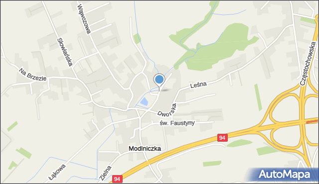 Modlniczka, Nad Potokiem, mapa Modlniczka