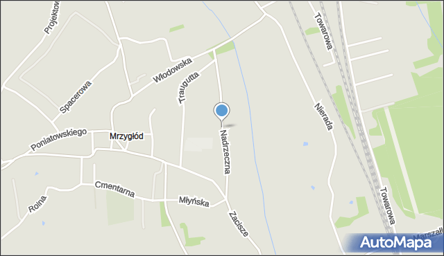 Myszków, Nadrzeczna, mapa Myszków