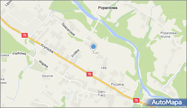 Nawojowa, Nad Kamienicą, mapa Nawojowa