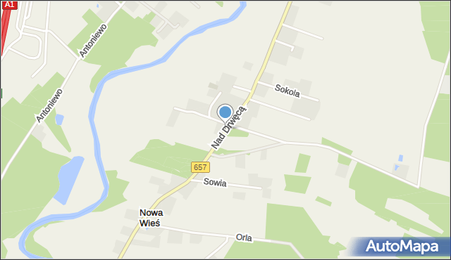Nowa Wieś gmina Lubicz, Nad Drwęcą, mapa Nowa Wieś gmina Lubicz