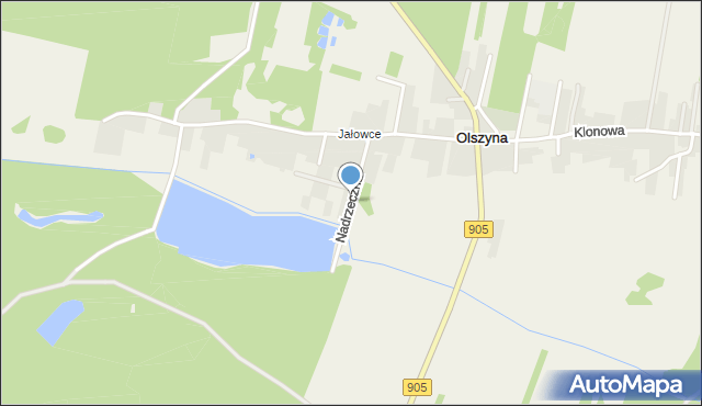 Olszyna gmina Herby, Nadrzeczna, mapa Olszyna gmina Herby