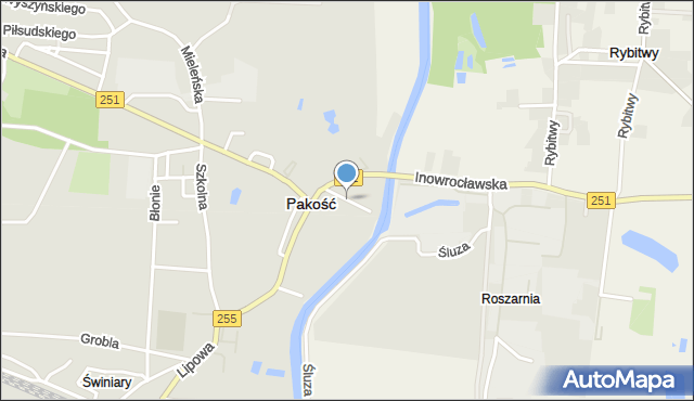 Pakość powiat inowrocławski, Nadnotecka, mapa Pakość powiat inowrocławski