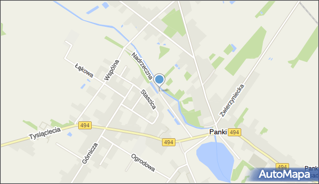 Panki, Nadrzeczna, mapa Panki