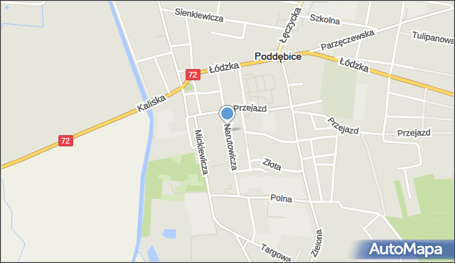 Poddębice, Narutowicza Gabriela, mapa Poddębice