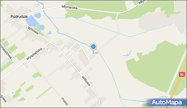 Podrudzie, Nadrzeczna, mapa Podrudzie