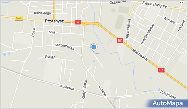 Przasnysz, Nadrzeczna, mapa Przasnysz