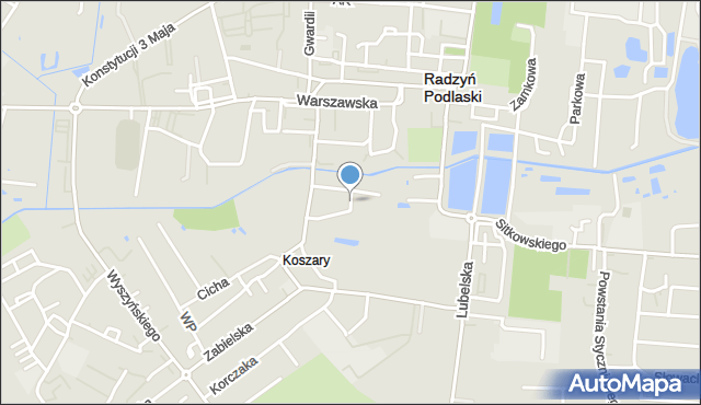 Radzyń Podlaski, Nadrzeczna, mapa Radzyń Podlaski