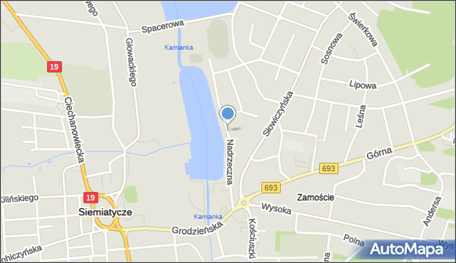 Siemiatycze, Nadrzeczna, mapa Siemiatycze