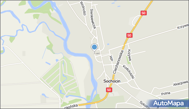 Sochocin, Nadrzeczna, mapa Sochocin