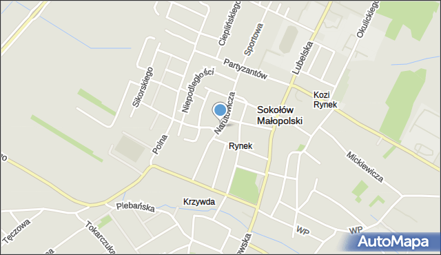 Sokołów Małopolski, Narutowicza Gabriela, mapa Sokołów Małopolski