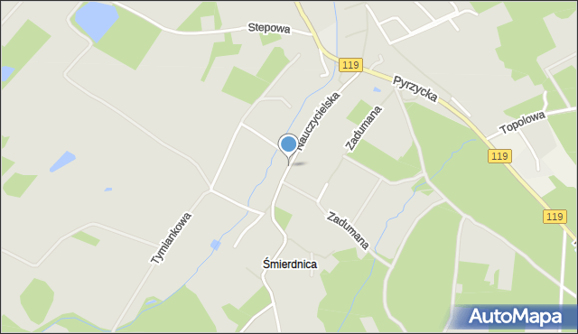 Szczecin, Nauczycielska, mapa Szczecina