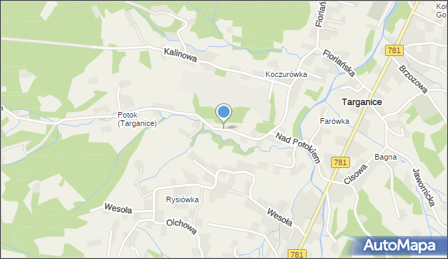 Targanice, Nad Potokiem, mapa Targanice