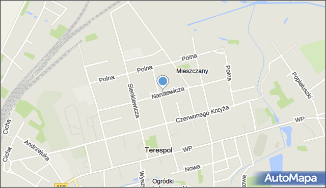 Terespol powiat bialski, Narutowicza Gabriela, mapa Terespol powiat bialski