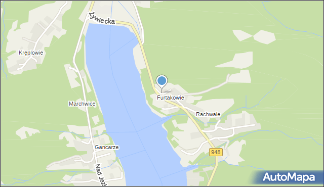 Tresna, Nad Zaporą, mapa Tresna