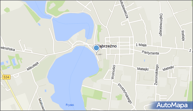 Wąbrzeźno, Nadbrzeżna, mapa Wąbrzeźno