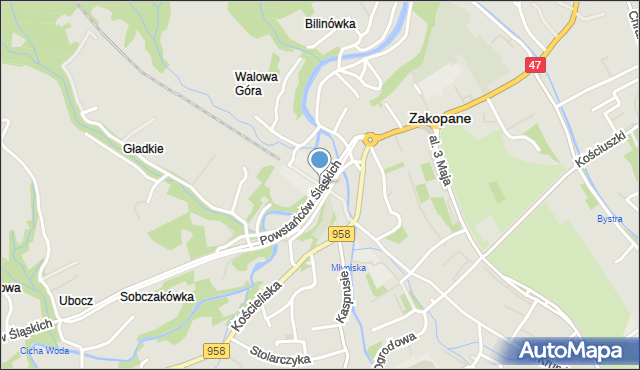 Zakopane, Na Gubałówkę, mapa Zakopanego
