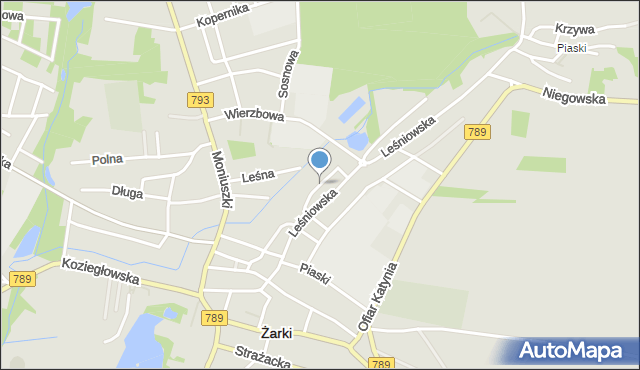 Żarki powiat myszkowski, Nadrzeczna, mapa Żarki powiat myszkowski