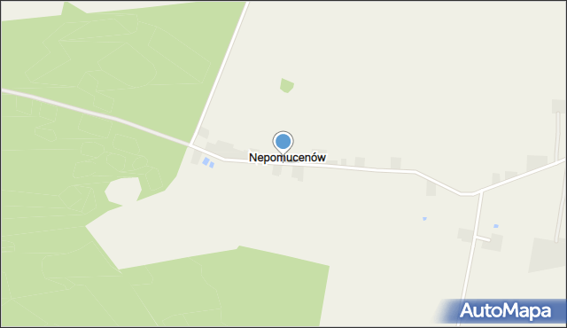 Nepomucenów gmina Budziszewice, Nepomucenów, mapa Nepomucenów gmina Budziszewice