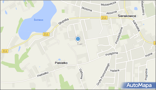 Sierakowice powiat kartuski, Necla Augustyna, mapa Sierakowice powiat kartuski