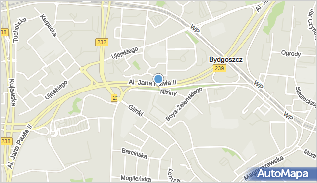 Bydgoszcz, Niziny, mapa Bydgoszczy