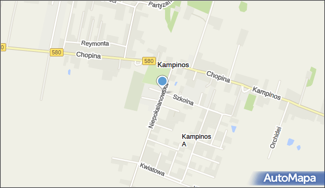 Kampinos, Niepokalanowska, mapa Kampinos