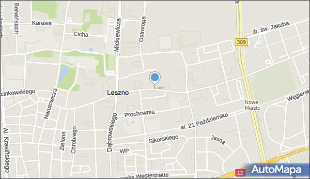 Leszno, Niepodległości, mapa Leszno