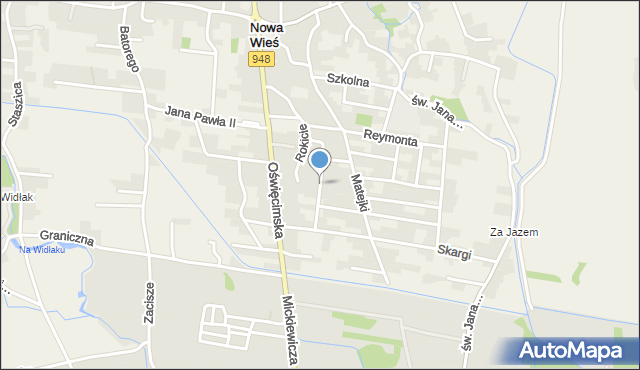 Nowa Wieś gmina Kęty, Niemcewicza Juliana Ursyna, mapa Nowa Wieś gmina Kęty