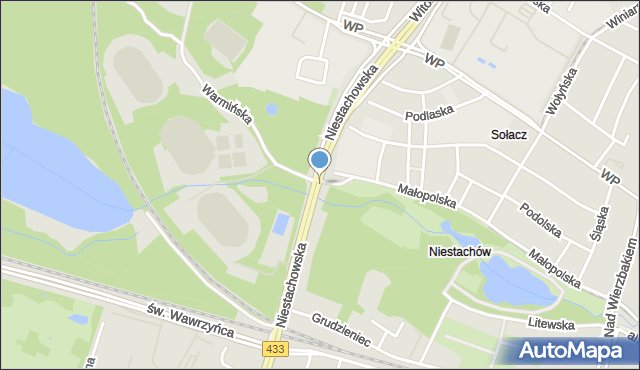 Poznań, Niestachowska, mapa Poznania