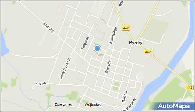 Pyzdry, Niecała, mapa Pyzdry