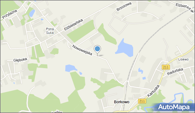 Borkowo gmina Żukowo, Nowowiejska, mapa Borkowo gmina Żukowo