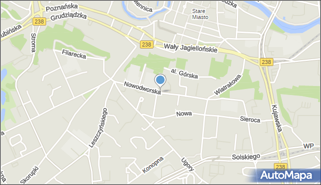 Bydgoszcz, Nowodworska, mapa Bydgoszczy