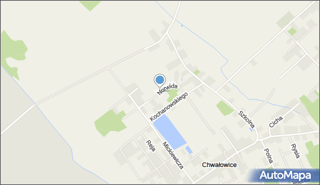 Chwałowice gmina Jelcz-Laskowice, Norwida Cypriana Kamila, mapa Chwałowice gmina Jelcz-Laskowice