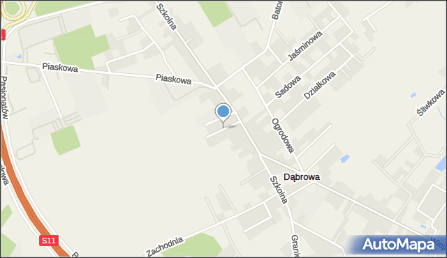 Dąbrowa gmina Dopiewo, Nowoczesna, mapa Dąbrowa gmina Dopiewo