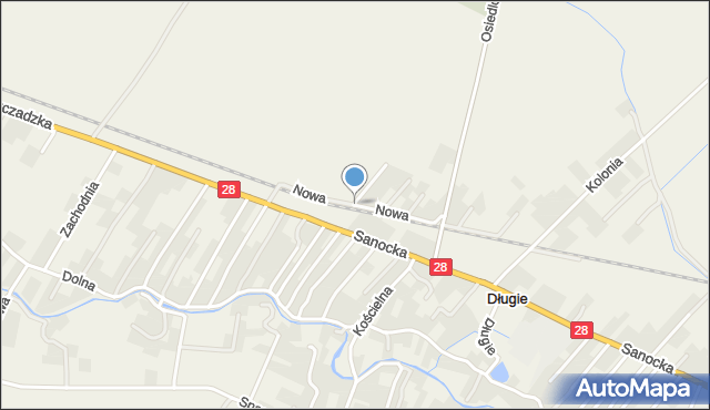 Długie gmina Zarszyn, Nowa, mapa Długie gmina Zarszyn