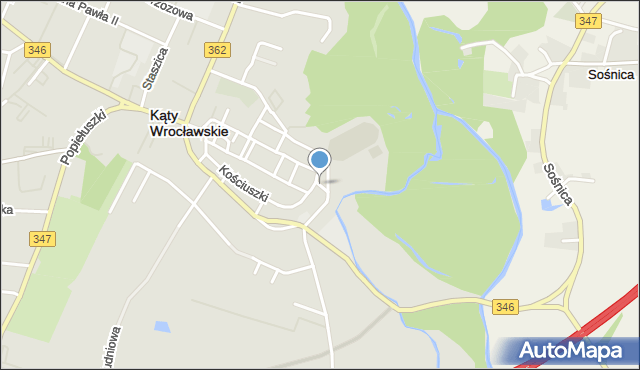 Kąty Wrocławskie, Norwida Cypriana Kamila, mapa Kąty Wrocławskie