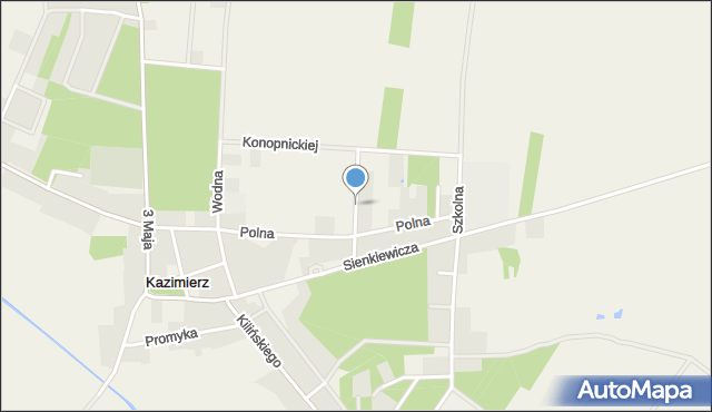 Kazimierz gmina Lutomiersk, Norwida Cypriana Kamila, mapa Kazimierz gmina Lutomiersk